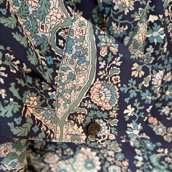 J. Crew Paisley and Floral Patterned Silk Blouse - Blue and Green - Picture 4 of 8